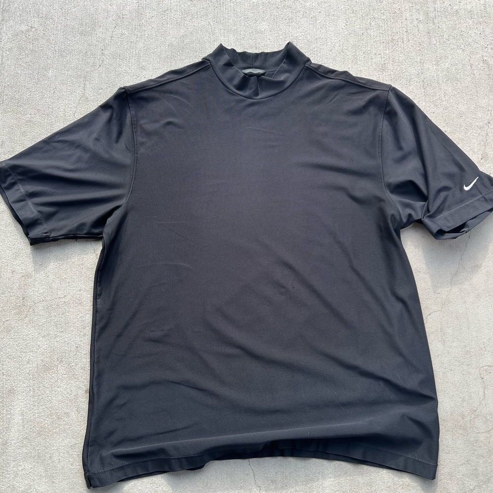 Nike - Nike Golf Men's Dry Fit Black Short Sleeve Tee Shirt Mock Turtleneck